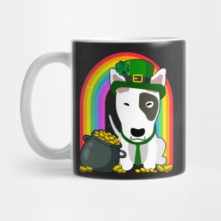 Bull Terrier Rainbow Irish Clover St Patrick Day Dog Gift print Mug